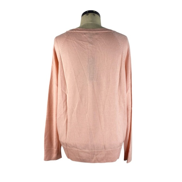 NEW Banana Republic Seamless Merino Wool V Neck Sweater XL Blush Pink 671981 - Picture 5 of 12